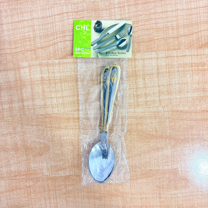 A06595 JDT-S106 Stainless Steel Gold-Plated Spoon Set (6 Pieces, 180g)