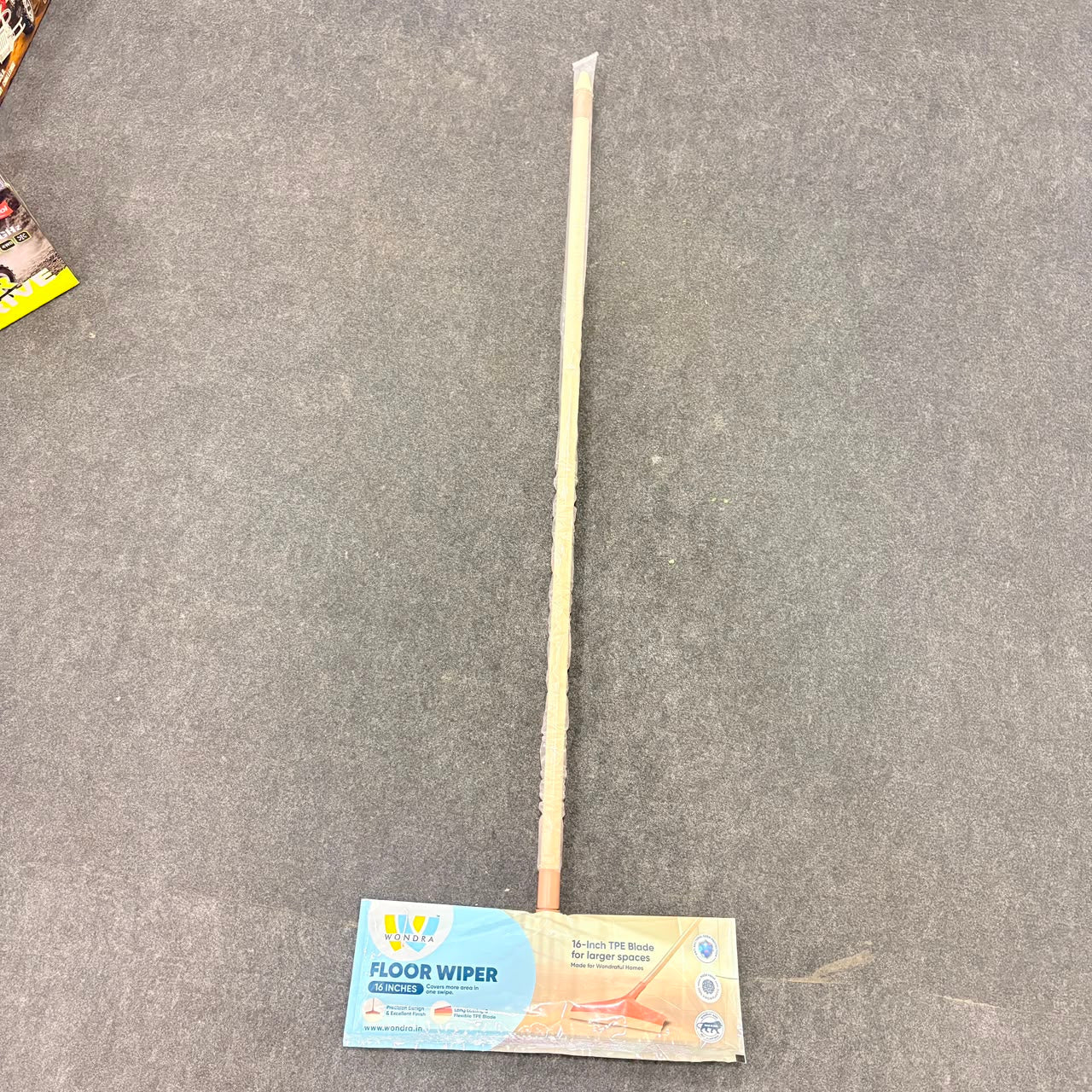 A06675 Wondra 16-Inch Antibacterial Floor Wiper with 4ft Rod