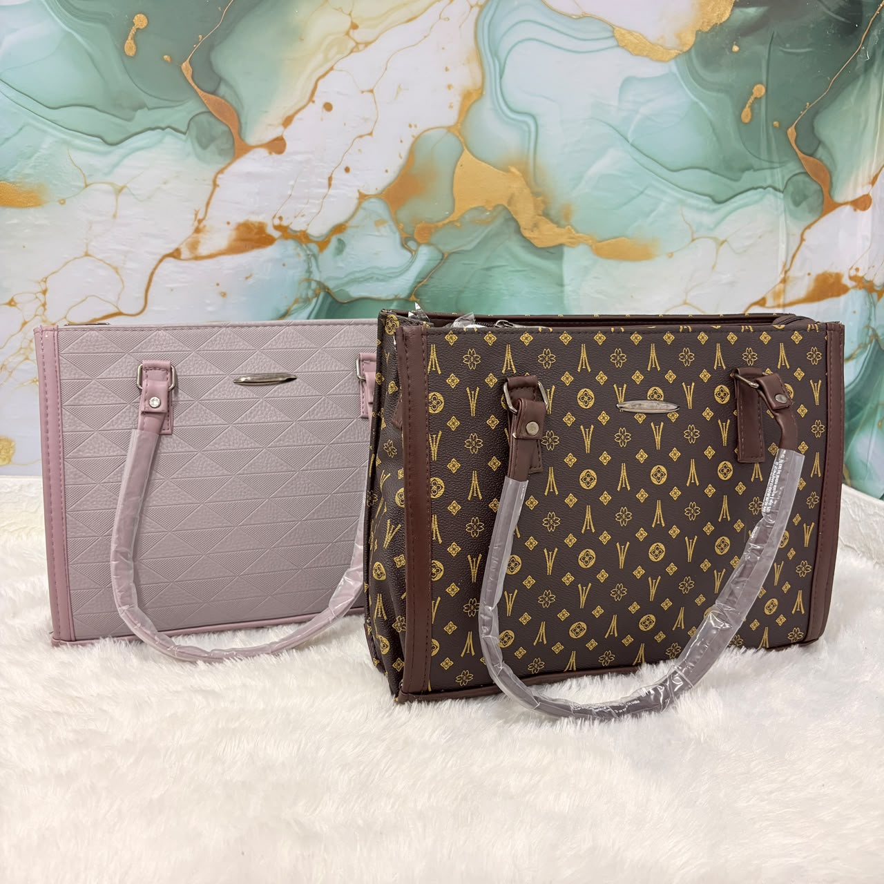 A06697 Women's Stylish Textured & Printed Shoulder Tote Bag