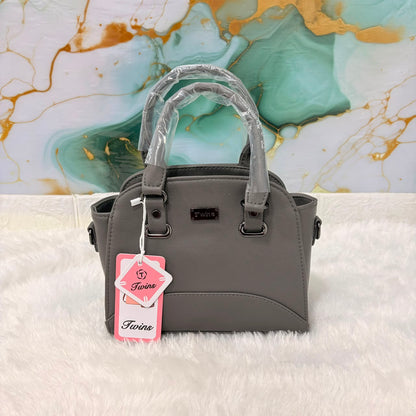 A06698 Twins Women's Elegant Grey Faux Leather Mini Handbag & Crossbody Purse