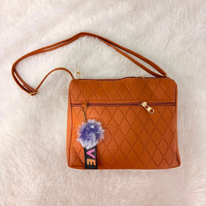 A06699 Mix Patterned Sling Bag with with Adjustable Strap & Multi-Zip Storage