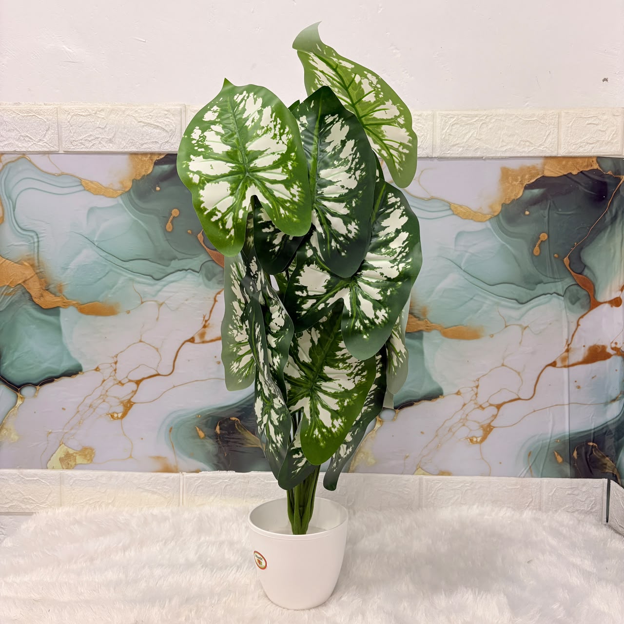 A06679 Artificial Variegated Caladium Potted Plant for Home & Office Decor