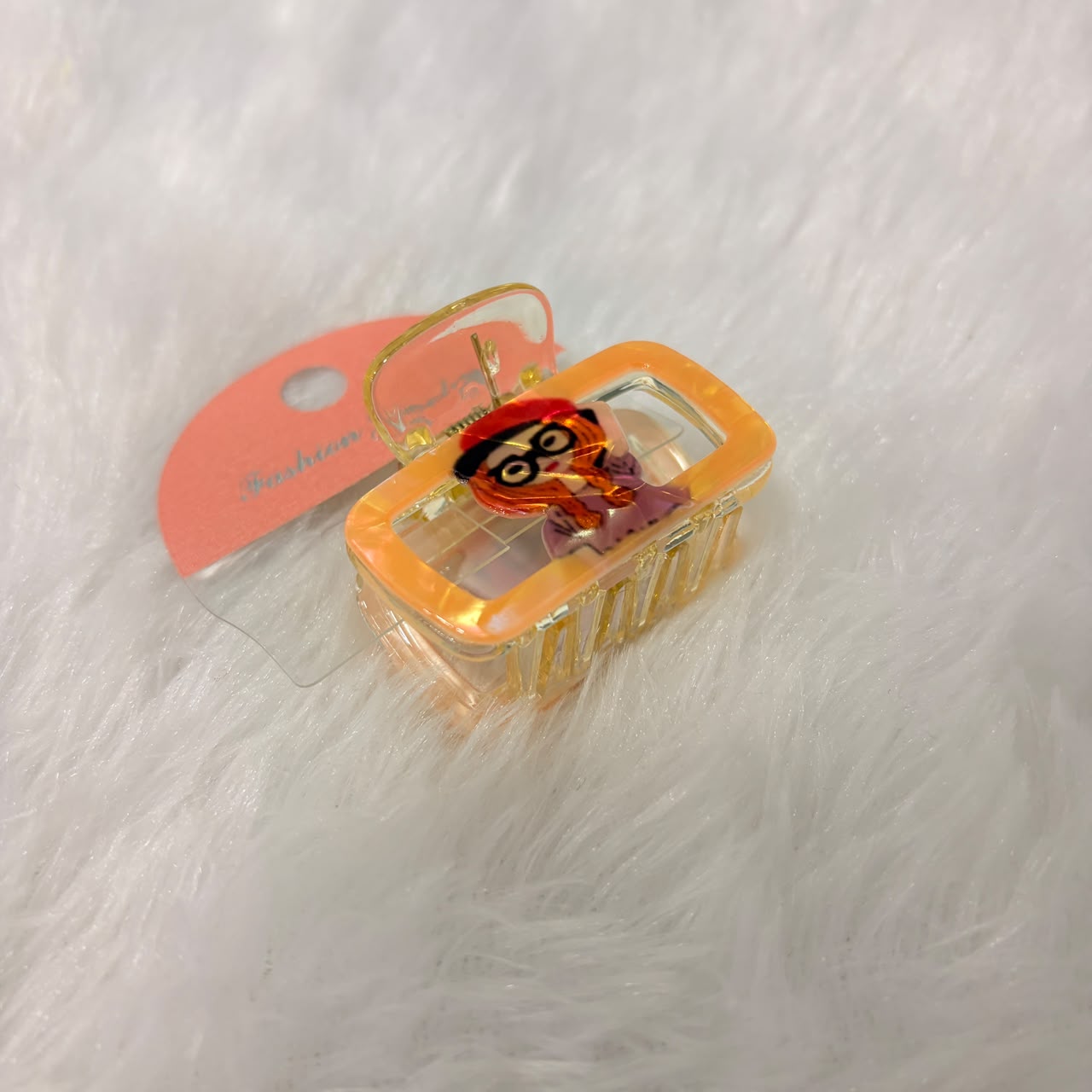 A06709 Cute Graphic Girl Character Rectangular Acrylic Hair Claw Clip