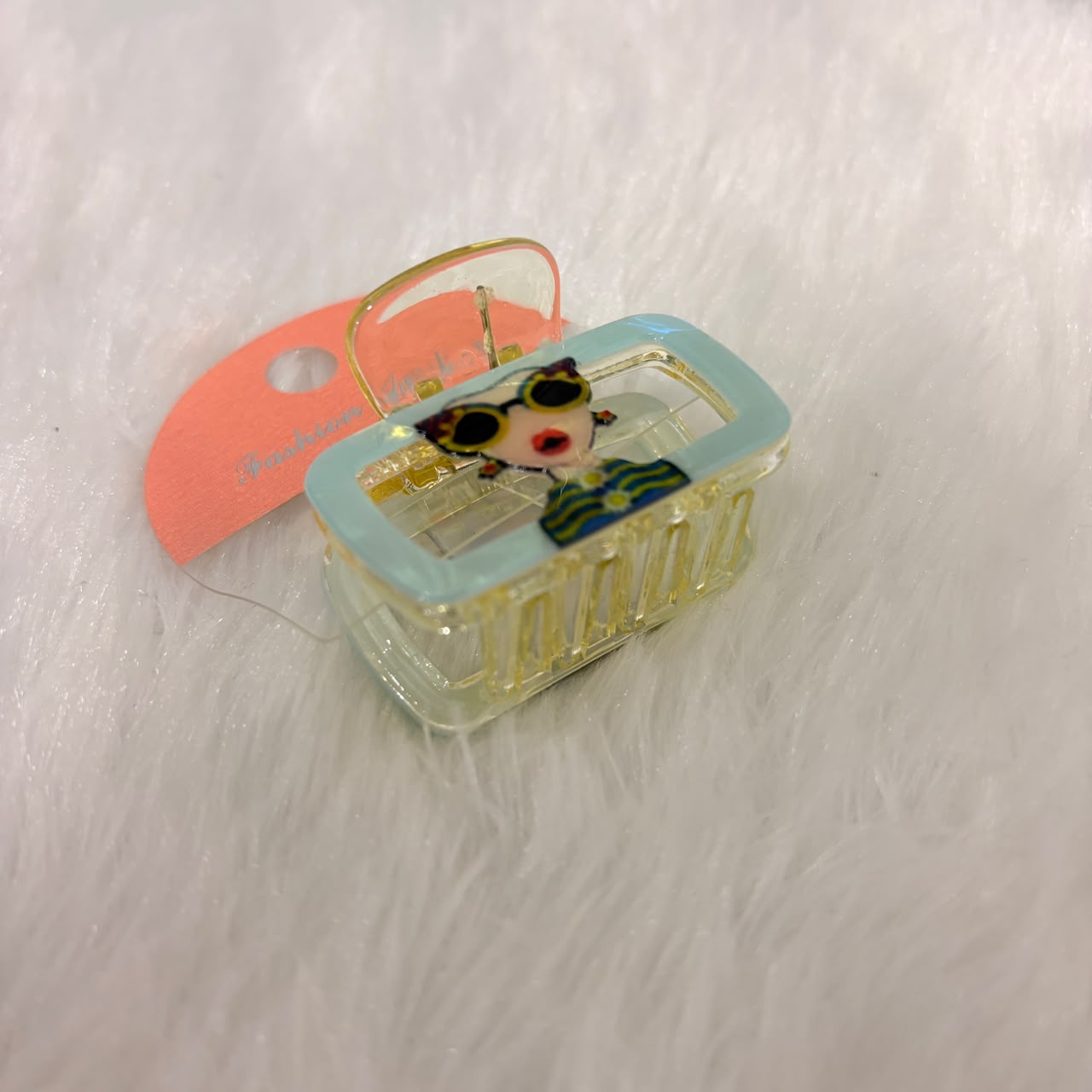 A06709 Cute Graphic Girl Character Rectangular Acrylic Hair Claw Clip