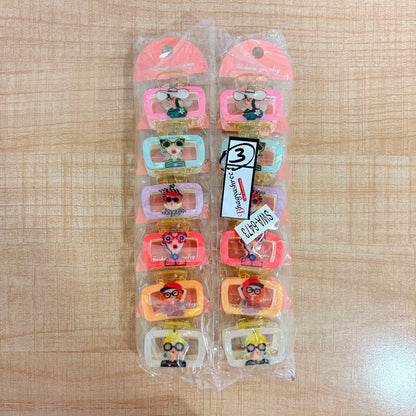 A06709 Cute Graphic Girl Character Rectangular Acrylic Hair Claw Clip