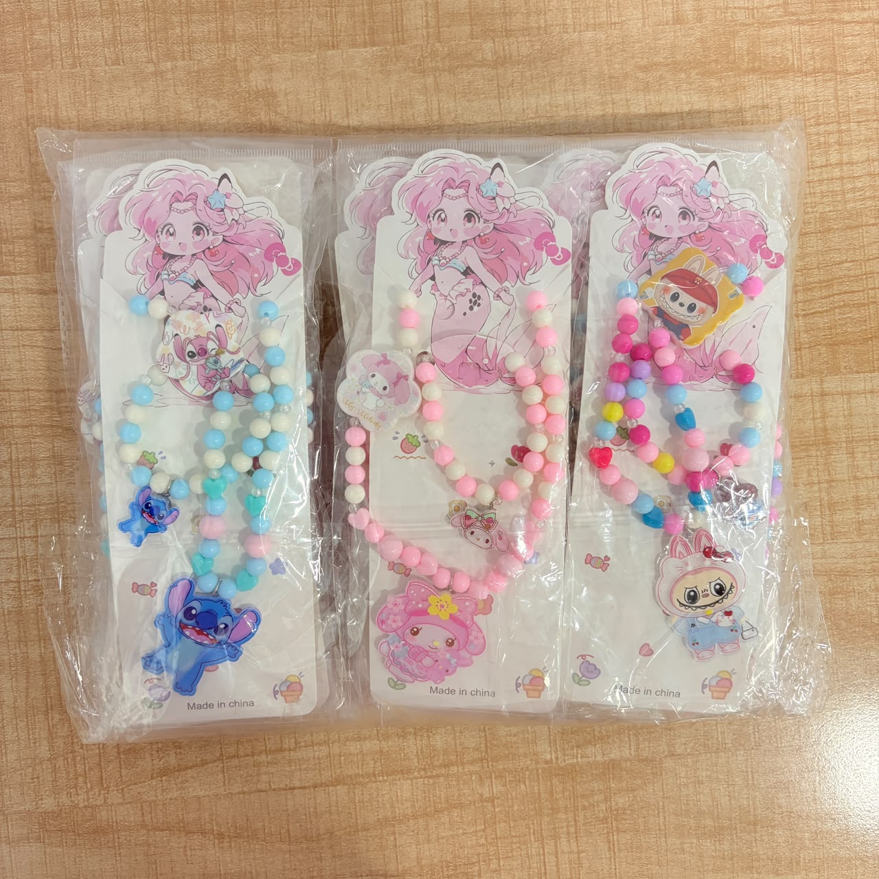 A06710 Cute Cartoon Beaded Necklace & Bracelet Jewelry Set for Kids