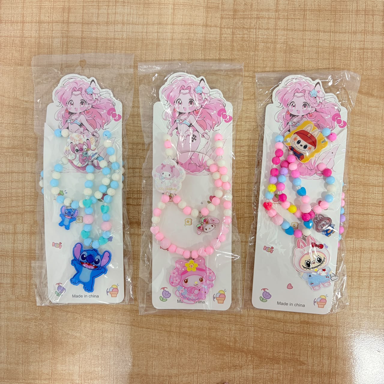 A06710 Cute Cartoon Beaded Necklace & Bracelet Jewelry Set for Kids