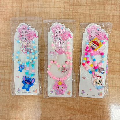 A06710 Cute Cartoon Beaded Necklace & Bracelet Jewelry Set for Kids