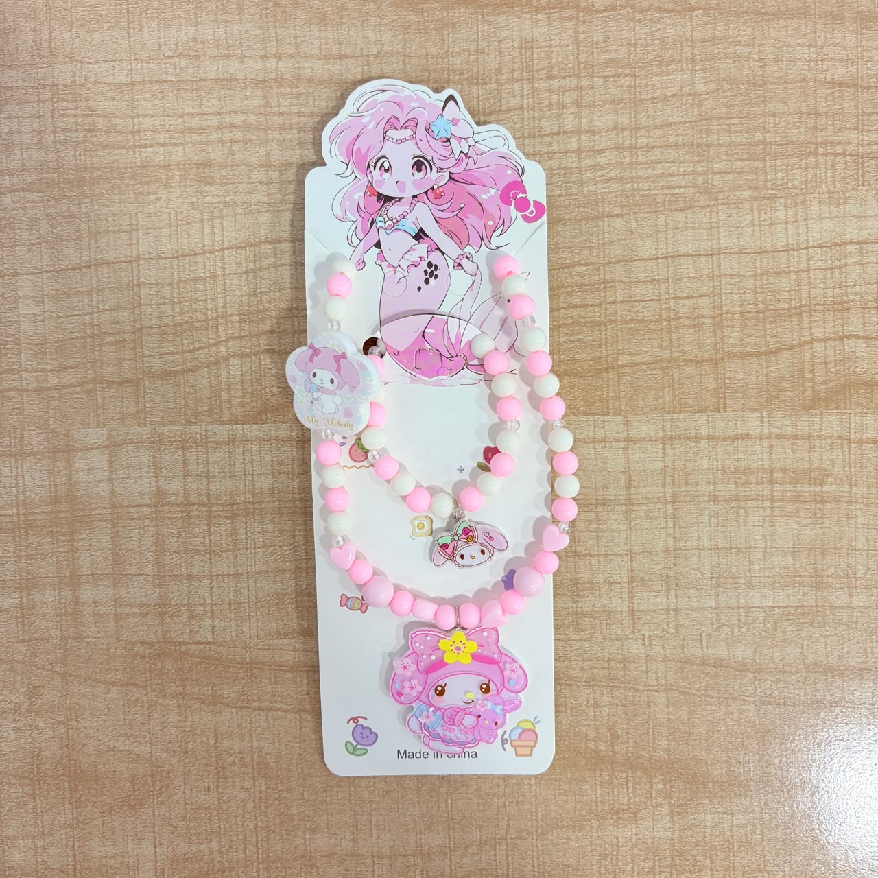 A06710 Cute Cartoon Beaded Necklace & Bracelet Jewelry Set for Kids