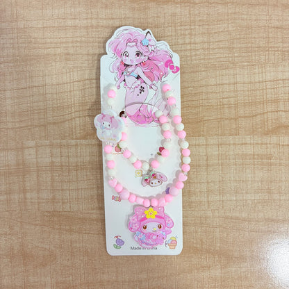 A06710 Cute Cartoon Beaded Necklace & Bracelet Jewelry Set for Kids
