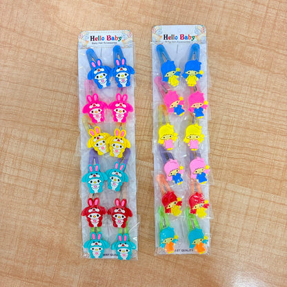 A06712 Cute Cartoon & Floral Hair Clips Set for Kids - Colorful Snap Hair Pins for Girls & Toddlers