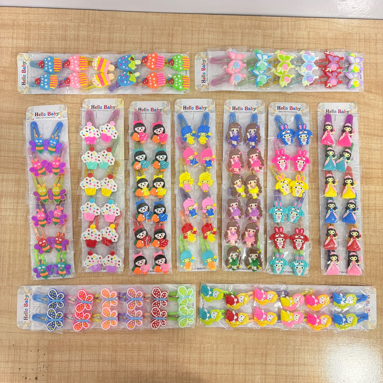 A06712 Cute Cartoon & Floral Hair Clips Set for Kids - Colorful Snap Hair Pins for Girls & Toddlers