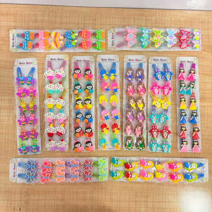 A06712 Cute Cartoon & Floral Hair Clips Set for Kids - Colorful Snap Hair Pins for Girls & Toddlers