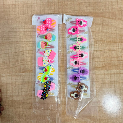 A06713 Cute Cartoon Hair Clips Set for Kids & Girls – Colorful Snap Hair Pins with Dessert, Animal & Character Designs