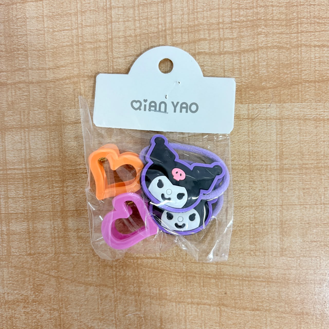 A06714 Cute Cartoon Hair Accessory Set – Mini Claw Clips & Elastic Hair Rubber Bands for Girls (4-Piece Pack)
