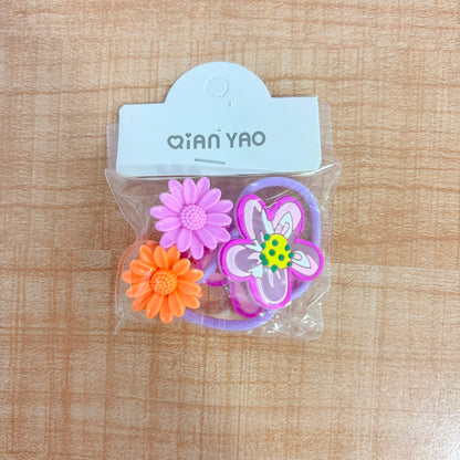 A06714 Cute Cartoon Hair Accessory Set – Mini Claw Clips & Elastic Hair Rubber Bands for Girls (4-Piece Pack)