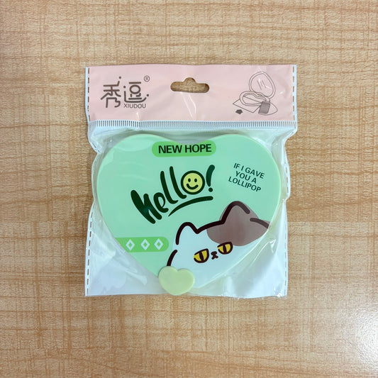 A06715 Cute Heart-Shaped Folding Pocket Mirror with Removable Hair Comb