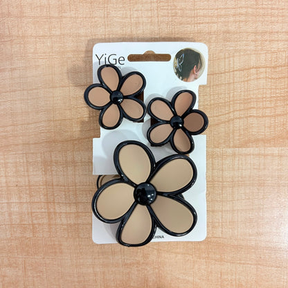 A06717 Floral Matte Hair Claw Clip Set (3-Piece Pack) – Korean Style Matte Daisy Hair Accessories