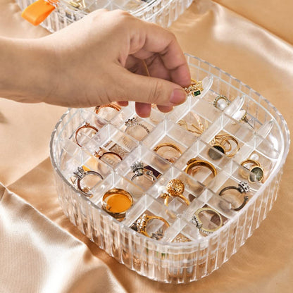 A06706 3-Layer Clear Acrylic Rotating Jewelry Storage Box & Cosmetic Organizer