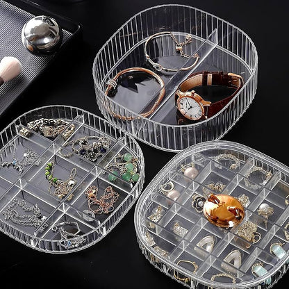 A06706 3-Layer Clear Acrylic Rotating Jewelry Storage Box & Cosmetic Organizer