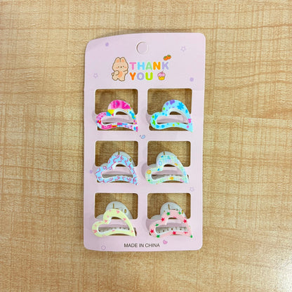 A06720 Cute Cartoon Mini Hair Claw Clips Set for Girls & Kids (6 Pieces)