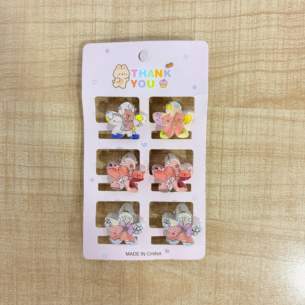 A06720 Cute Cartoon Mini Hair Claw Clips Set for Girls & Kids (6 Pieces)