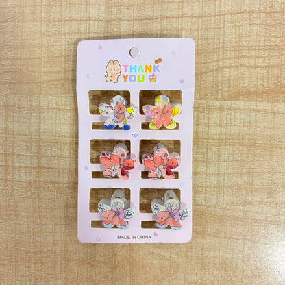 A06720 Cute Cartoon Mini Hair Claw Clips Set for Girls & Kids (6 Pieces)