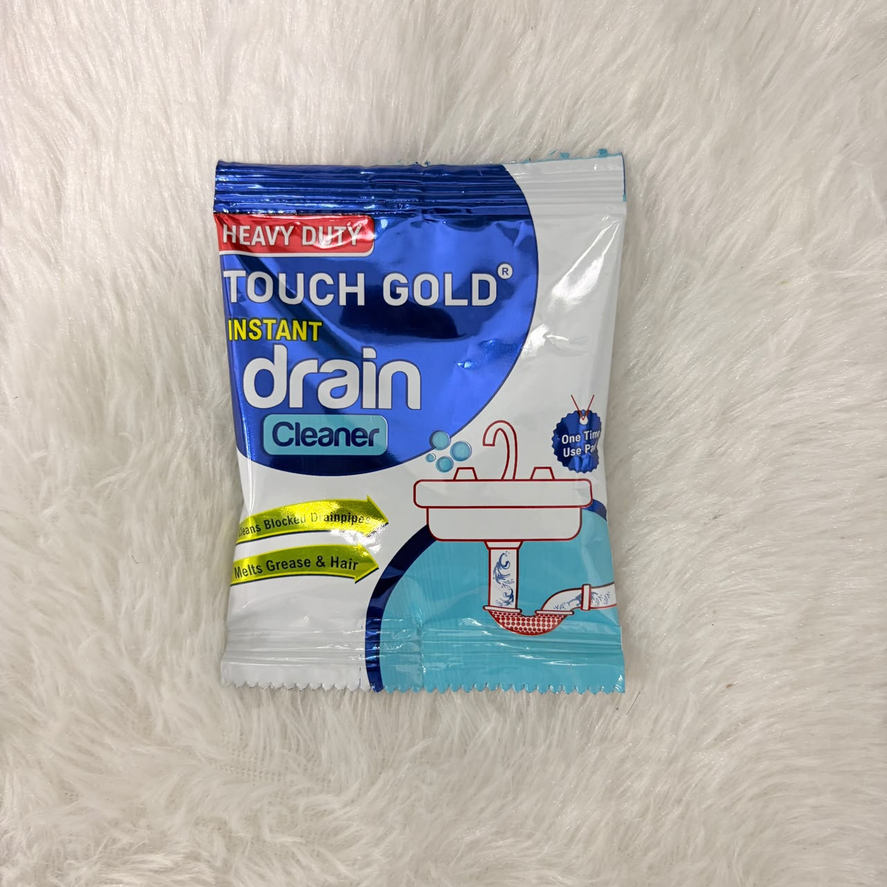 A06734 Touch Gold Heavy Duty Instant Drain Cleaner Powder for Blocked Drainpipes (50g)