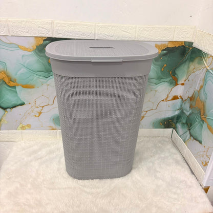 A06744 Crystal Polyworks Woods Plastic Laundry Basket with Lid