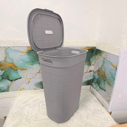 A06744 Crystal Polyworks Woods Plastic Laundry Basket with Lid