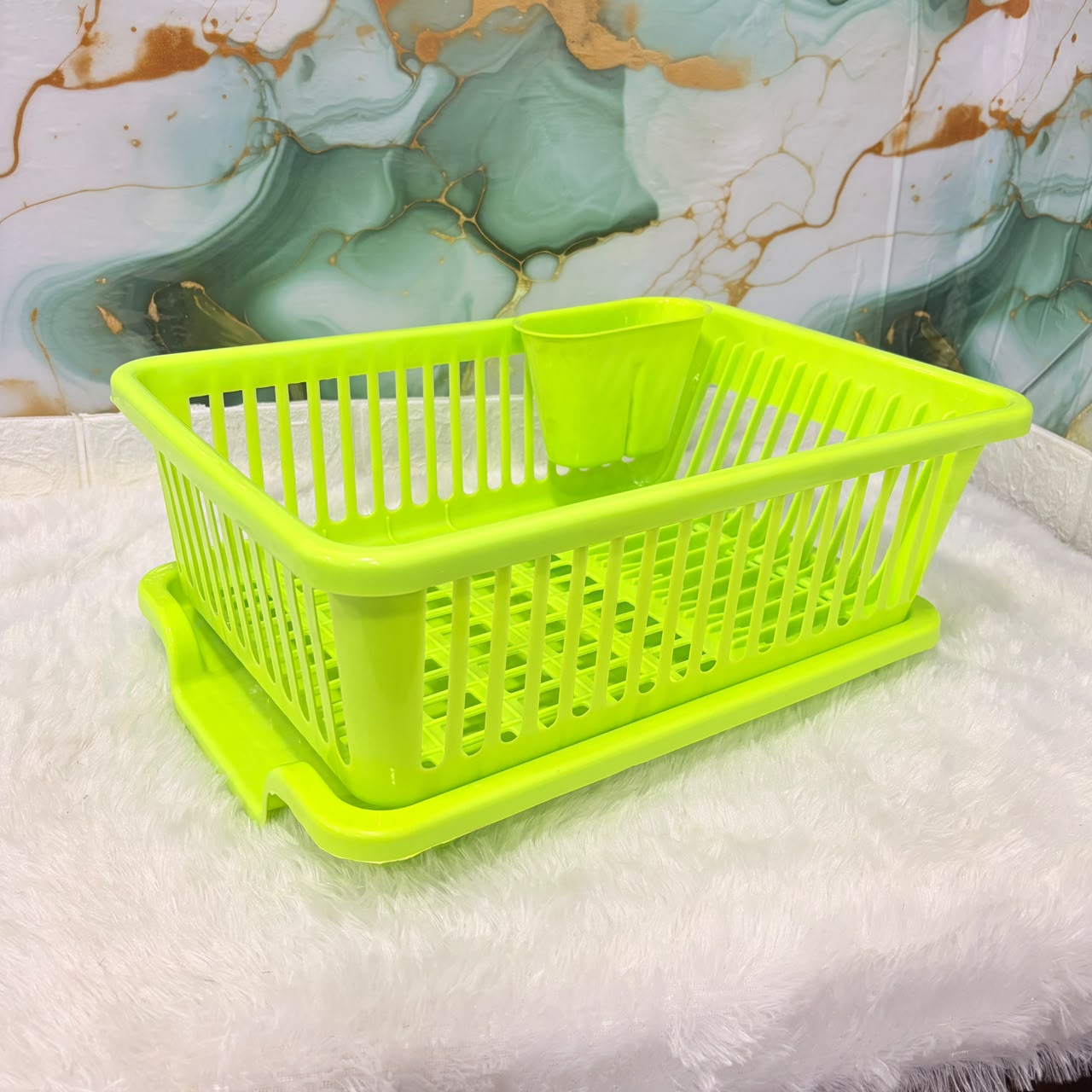 A06749 3 in 1 Durable Drainer Drying Rack Washing Basket with Tray