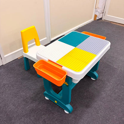 A06747 Multifunctional Kids Building Block Table & Chair Set with Storage Bins
