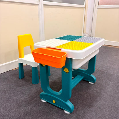 A06747 Multifunctional Kids Building Block Table & Chair Set with Storage Bins