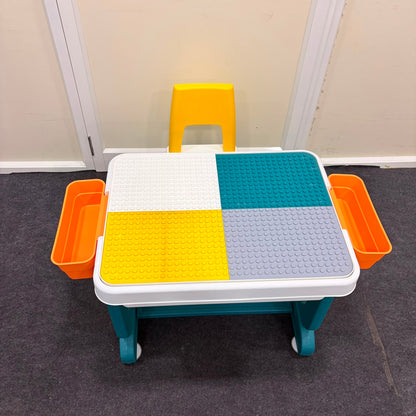 A06747 Multifunctional Kids Building Block Table & Chair Set with Storage Bins