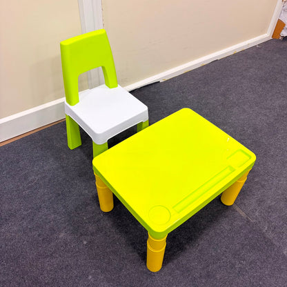A06748 Vibrant Plastic Kids Study Table and Chair Set with Built-in Storage Holders
