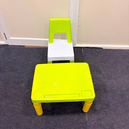 A06748 Vibrant Plastic Kids Study Table and Chair Set with Built-in Storage Holders