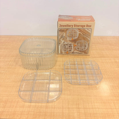 A06706 3-Layer Clear Acrylic Rotating Jewelry Storage Box & Cosmetic Organizer