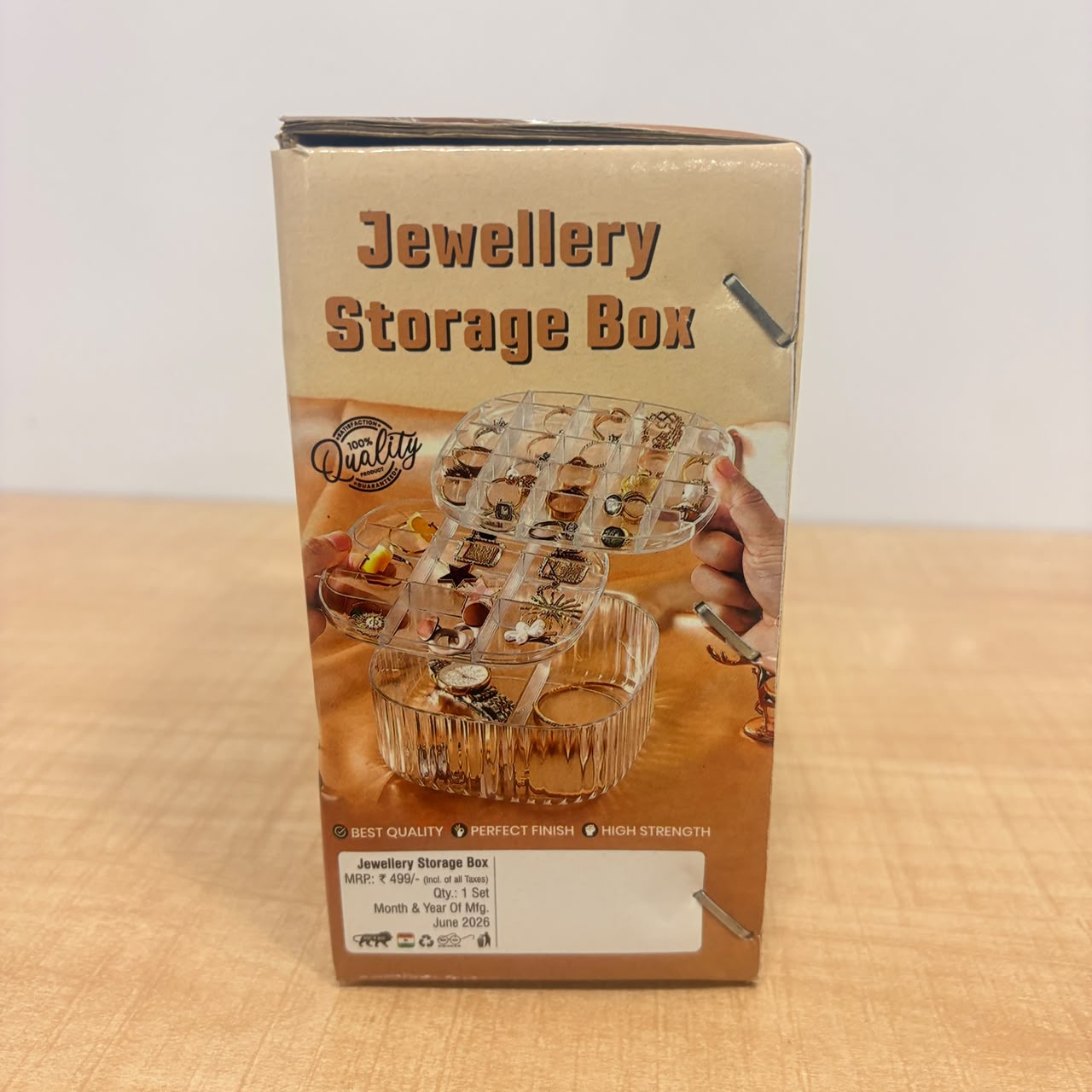 A06706 3-Layer Clear Acrylic Rotating Jewelry Storage Box & Cosmetic Organizer