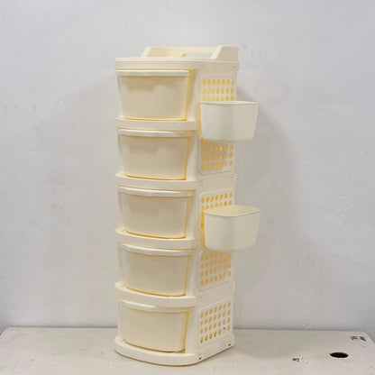 A06753 5xl Modular Plastic Storage Drawer Organizer with Side Hanging Cups