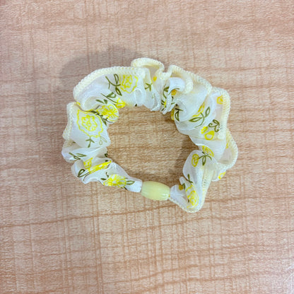 A06760 Floral Printed Organza Scrunchie – Multi-Color Elastic Hair Ties for Women & Girls