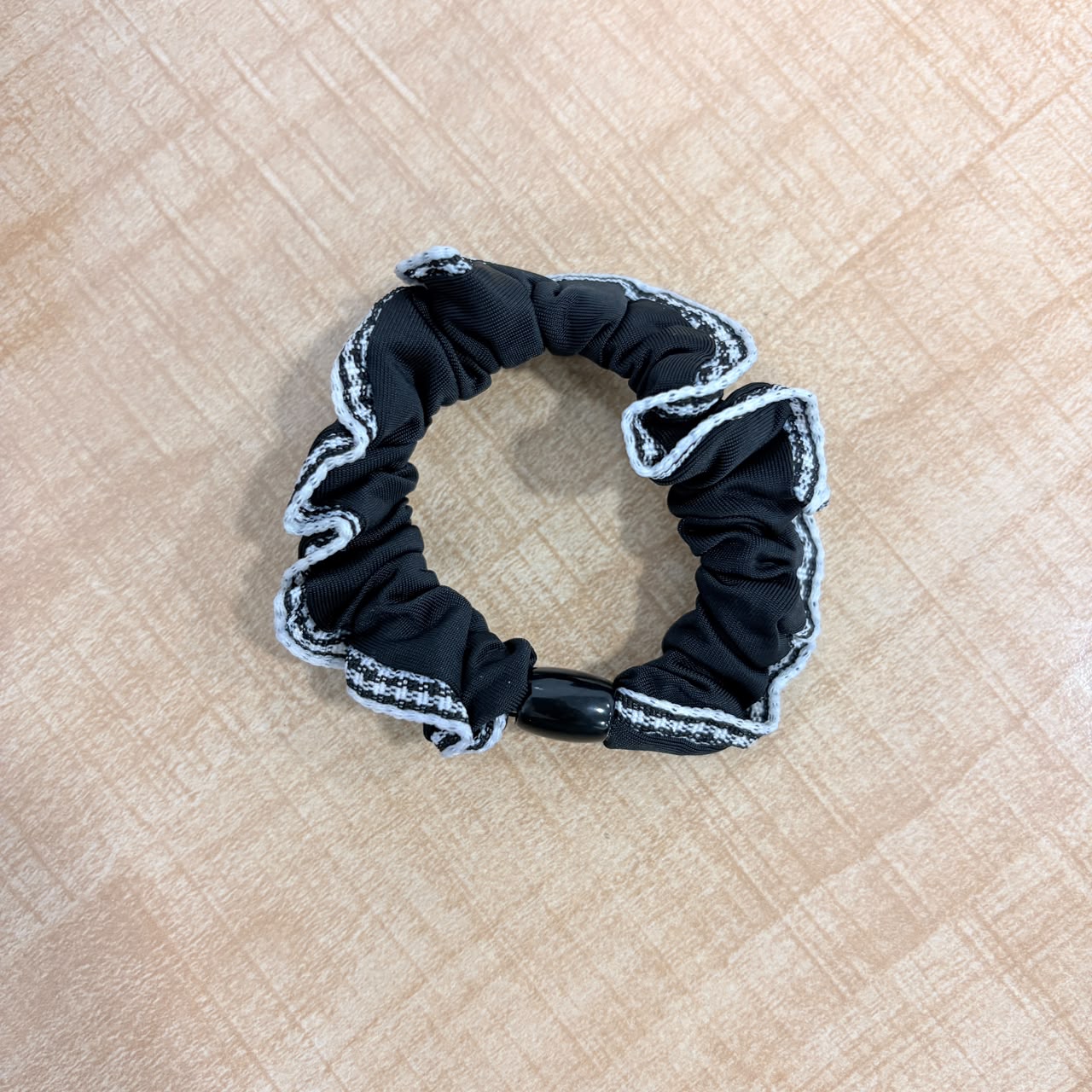 A06761 Polka Dot & Checked Ruffled Fabric Hair Scrunchie for Women & Girls