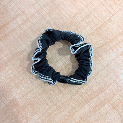 A06761 Polka Dot & Checked Ruffled Fabric Hair Scrunchie for Women & Girls