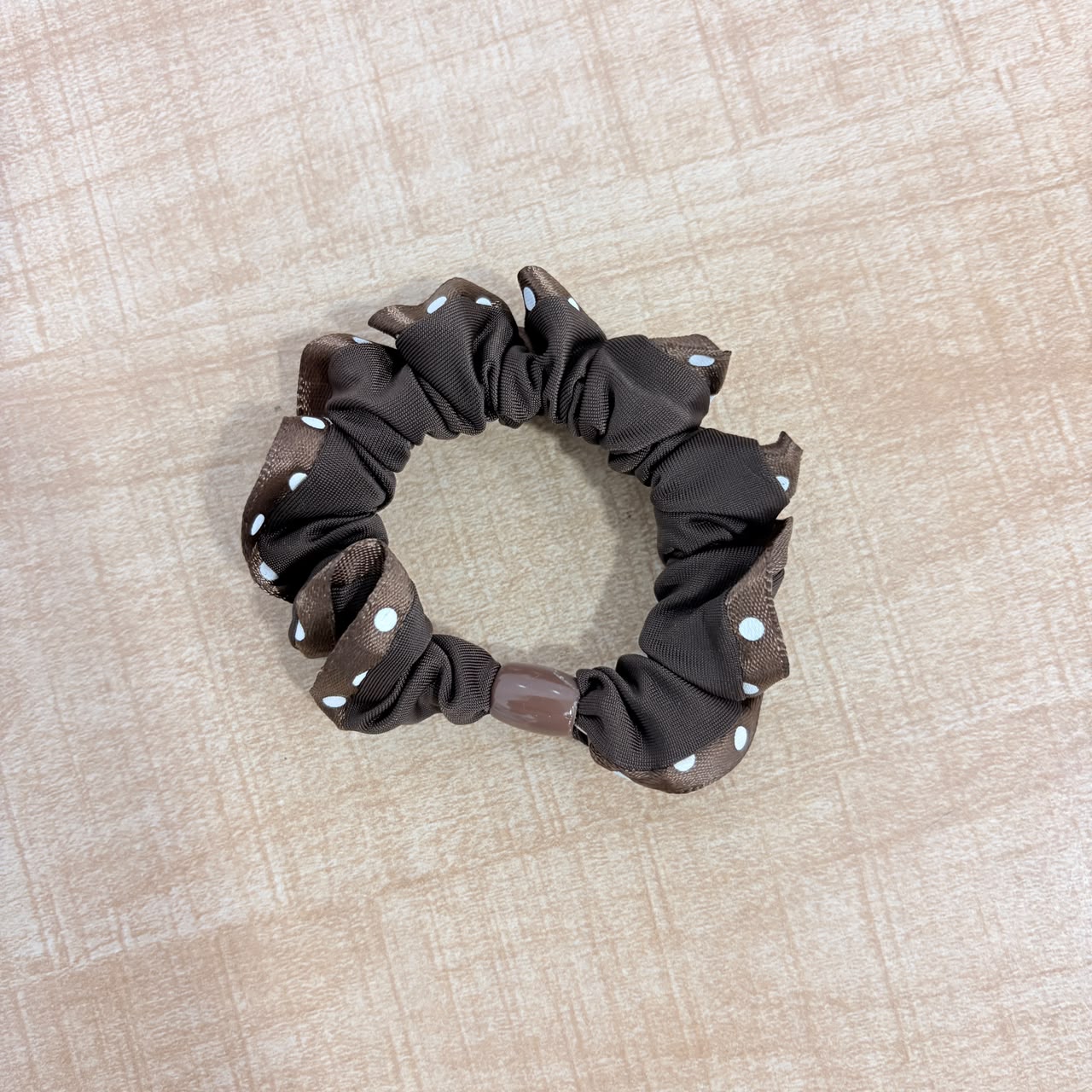 A06761 Polka Dot & Checked Ruffled Fabric Hair Scrunchie for Women & Girls