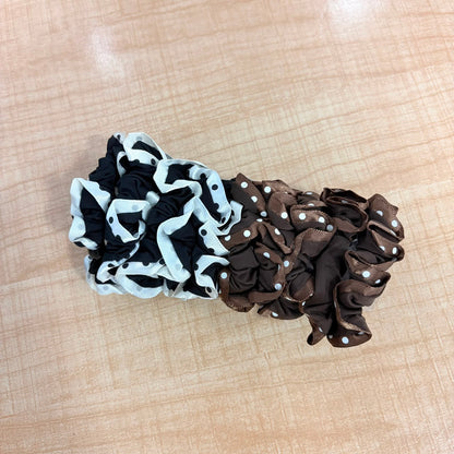 A06761 Polka Dot & Checked Ruffled Fabric Hair Scrunchie for Women & Girls