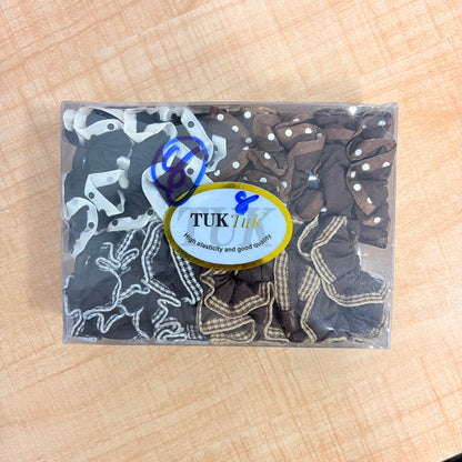 A06761 Polka Dot & Checked Ruffled Fabric Hair Scrunchie for Women & Girls