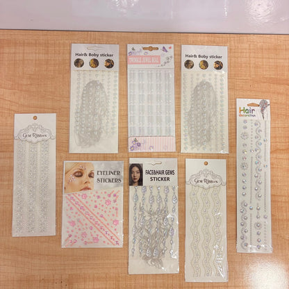 A06759 Self-Adhesive Hair, Face & Body Rhinestone Gem Stickers for Makeup, Festivals, and Nail Art