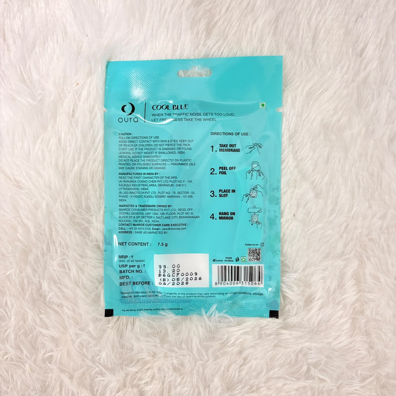 A06766 Oura Hanging Car Air Freshener Gel & Membrane Diffuser
