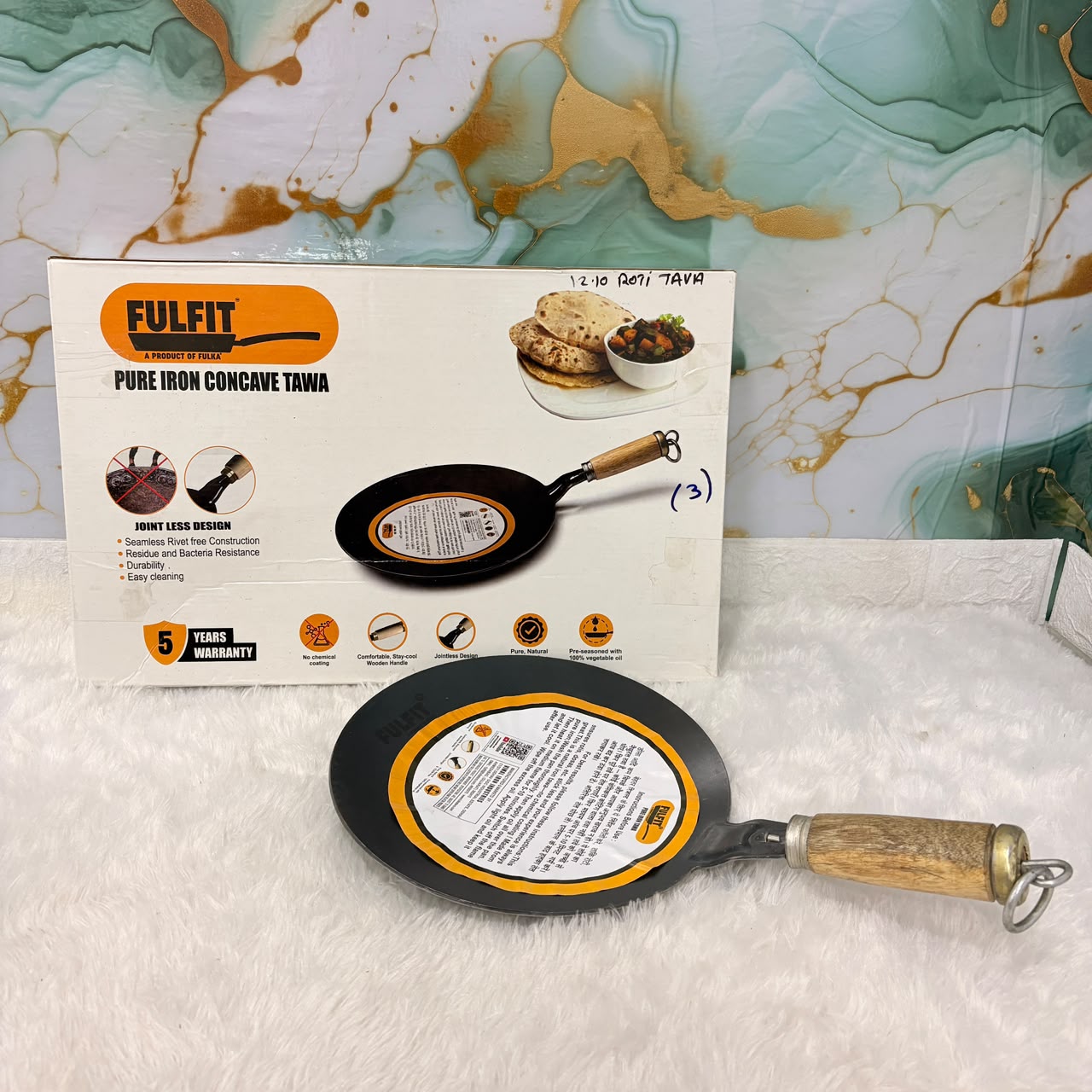 A06771 FULFIT Pure Iron Concave Roti Tawa (Pre-Seasoned)