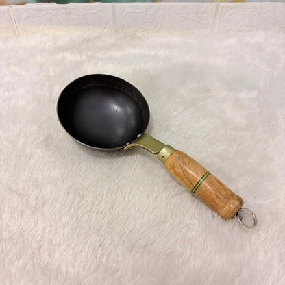 A06775 Heavy Duty Iron Tadka Pan with Wooden Handle (No. 5)