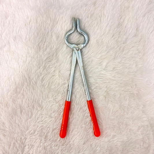 A06778 Heavy Duty Silver Kitchen Pakkad (Sandasi) with PVC Coated Red Handles (250g)